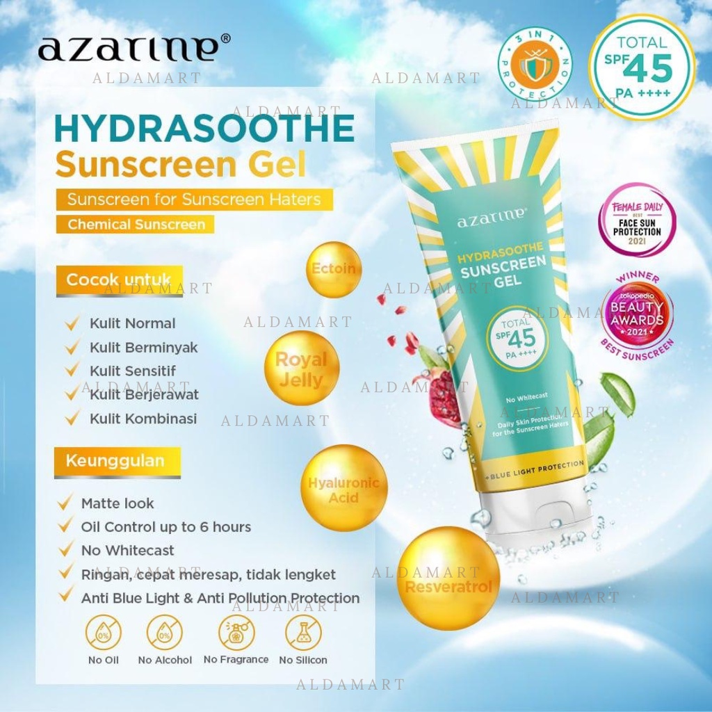Azarine Sunscreen Hydrasoothe Sunscreen Gel SPF 45+++ | Hydramax C SPF 50