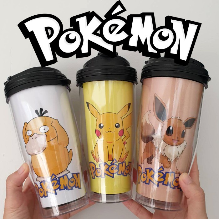 Tumbler Pokemon Pikachu Snorlax Charizard Eevee Psyduck Suvenir Kado