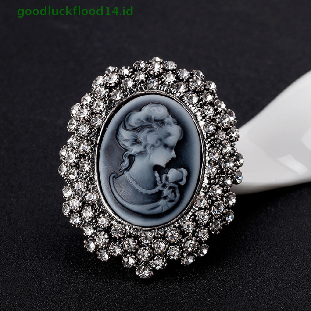 [GOOGFOUR] 1pc Vintage Cameo Victoria Gaya Kristal Pesta Pernikahan Wanita Liontin Bros Pin [TOP]