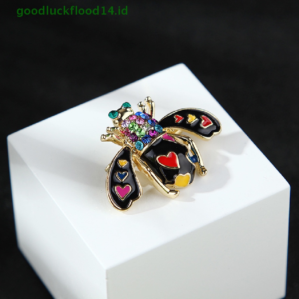 [GOOGFOUR] Fashion Kristal Enamel Jantung Lebah Serangga Bros Pin Syal Korsase Perhiasan Hadiah [TOP]