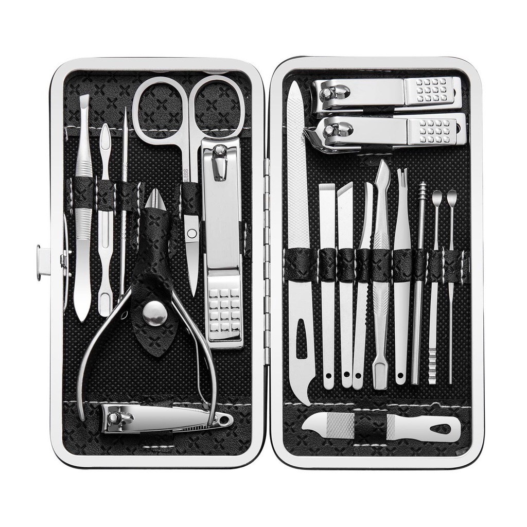 Nail Art Set Gunting Kuku/ Gunting Kuku Set 19 in 1/ alat Manicure Pedicure Set - Alat Perawatan Kuku 19 in 1 asli