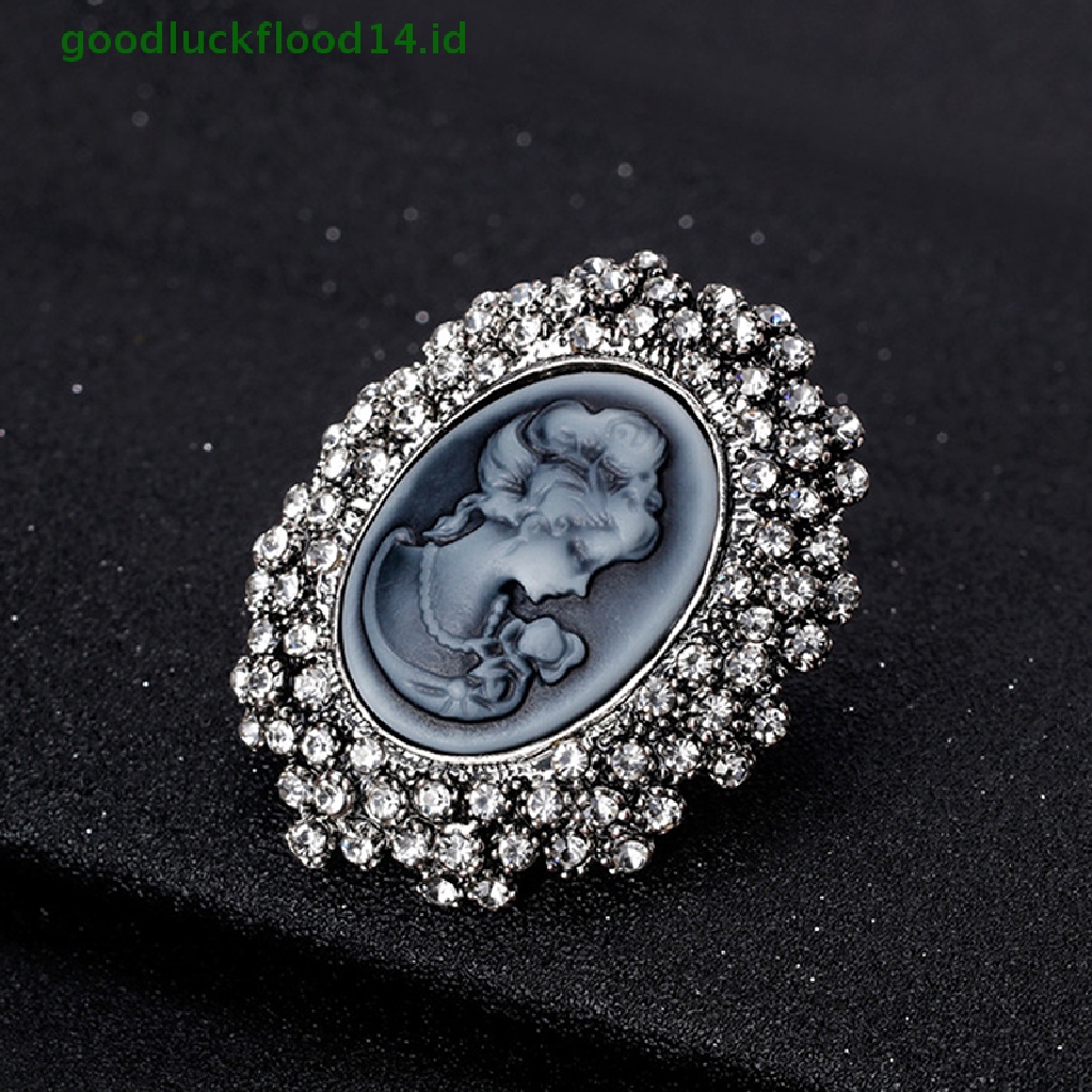 [GOOGFOUR] 1pc Vintage Cameo Victoria Gaya Kristal Pesta Pernikahan Wanita Liontin Bros Pin [TOP]