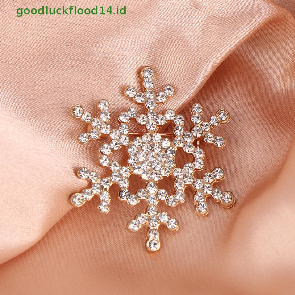 [GOOGFOUR] Berlian Imitasi Hias Snowflake Berbentuk Bros Alloy Brooch Aksesoris Perhiasan [TOP]