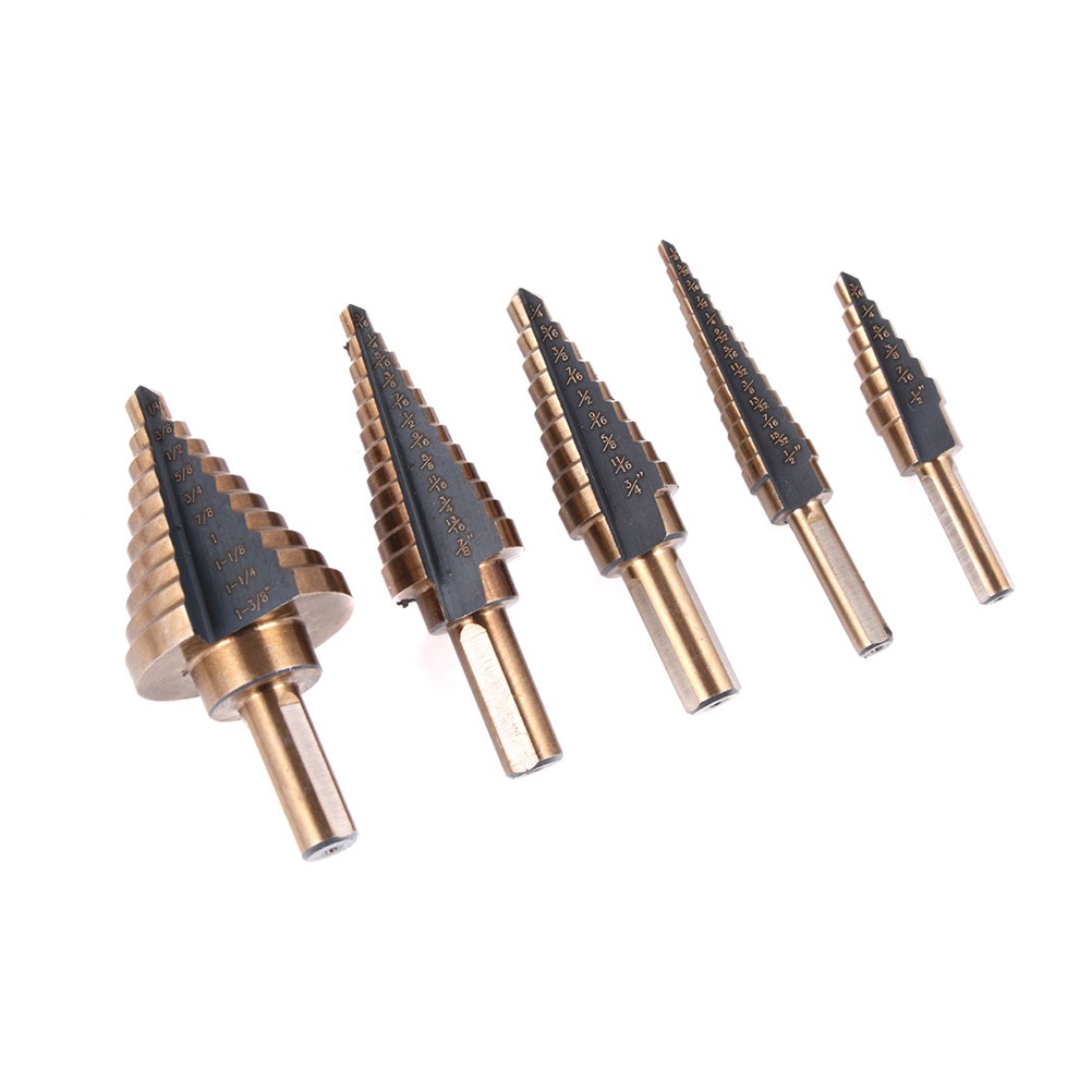 Mata Bor Pagoda Set 5pcs Box Besi Titanium HSS Mult Step Cone Drill