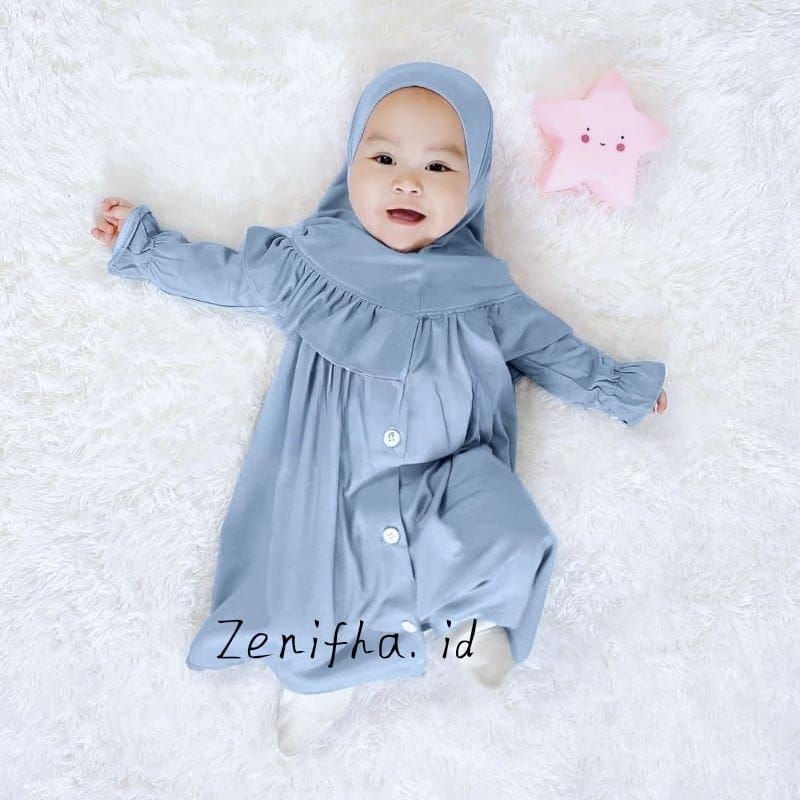 Baju lebaran bayi Zenifha.id/ Gamis bayi perempuan newborn Bilqis gamis 0-4 bulan 6-12 bulan 12-18 b