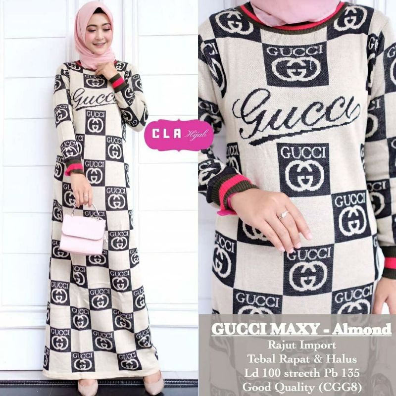 Gucci Maxy, GAMIS RAJUT CANTIK FIT XXL LD 100-120 BAHAN RAJUT IMPORT TERMURAH TERLARIS OOTD