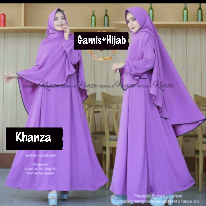 Khanza FREE HIJAB - Bisa Cod Gamis Dress Syari S M L XL XXL Jumbo Kondangan Naik Haji Umroh Nikahan 