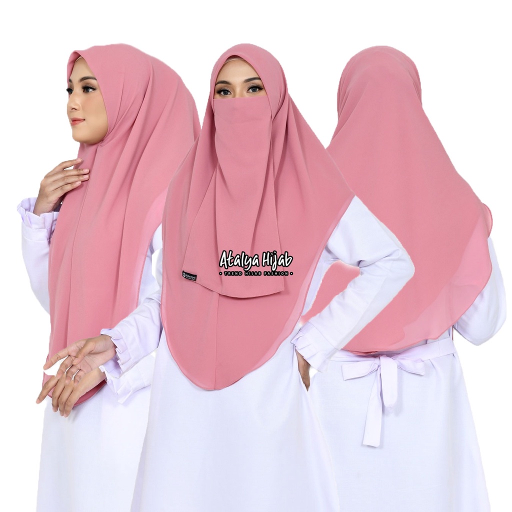 Khimar Syari Segiempat Hafizah Instan Dua Layer Jumbo Free Cadar 2 layer