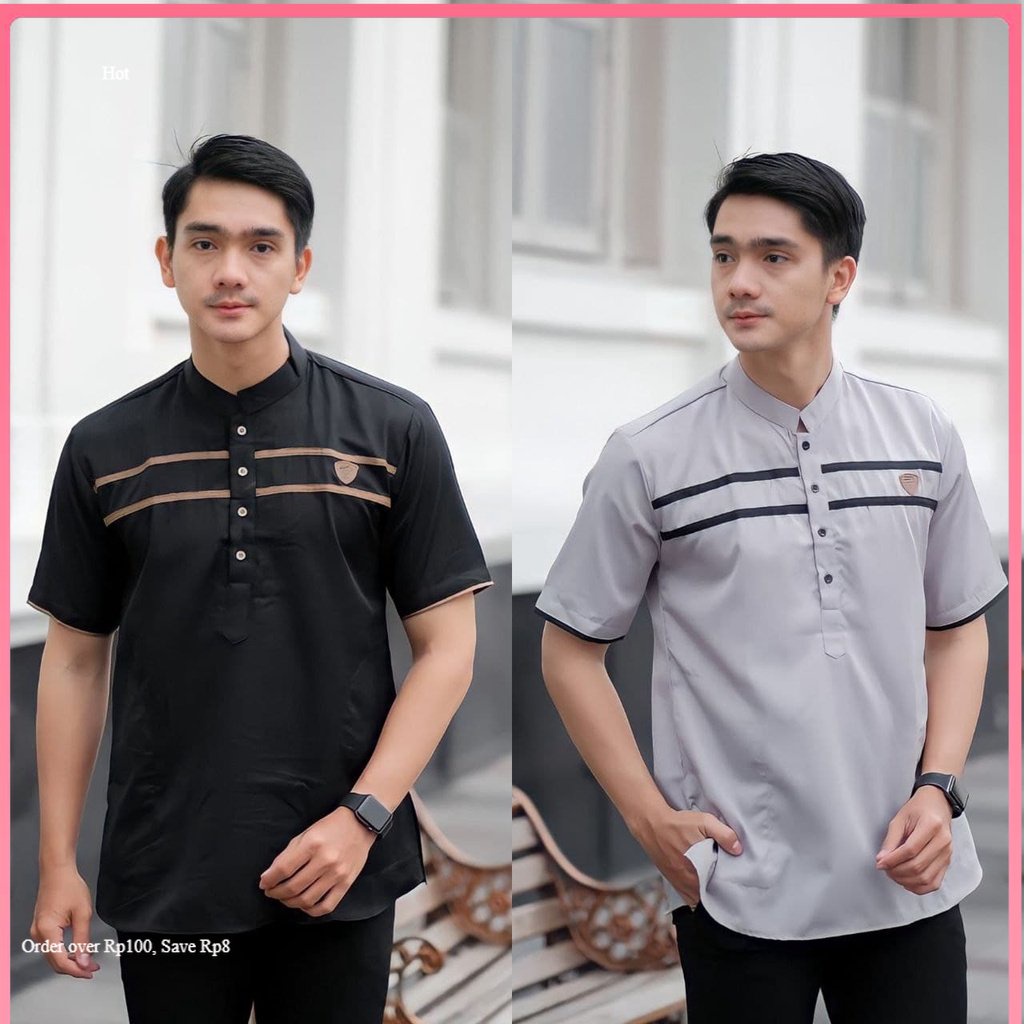 Baju Koko Kurta Lengan Pendek Baju Koko Fashion Muslim Pria Dewasa Terbaru Bahan Toyobo