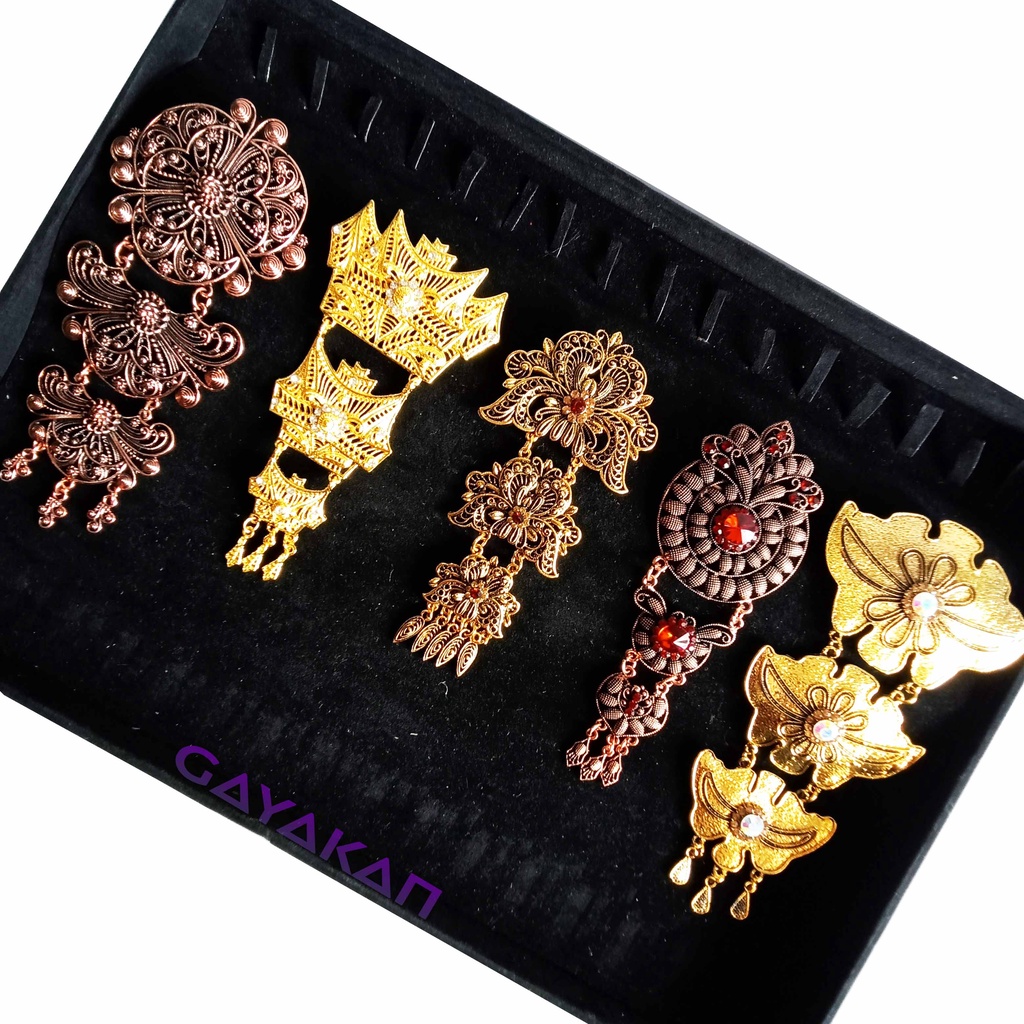 Bros Brooch Dada Kutu Baru Adat Susun Jurai Untuk Kebaya Pengantin Warna Gold Silver Coklat Multiwarna