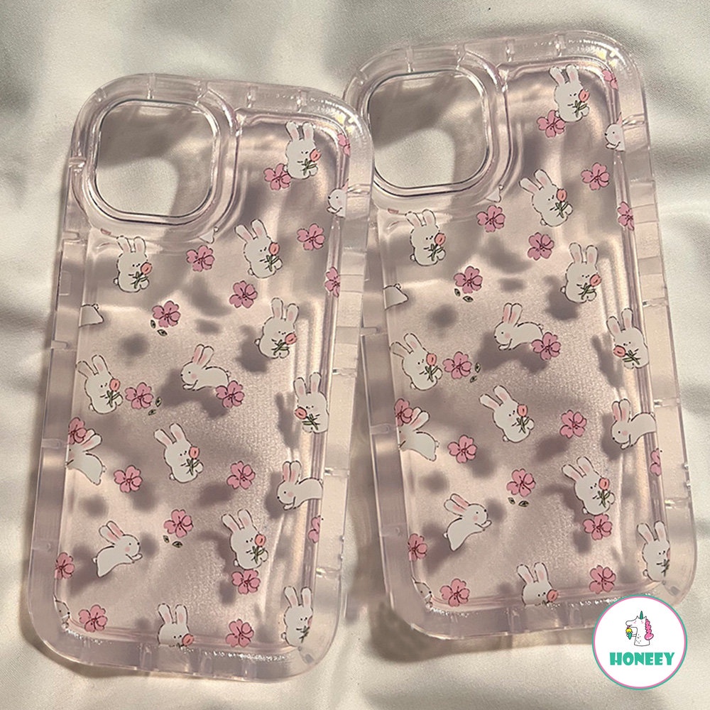 IPHONE Korea Bunga Kelinci Hewan Airbag Air Cushion Puff Phone Case Kompatibel Untuk Iphone14 13 12 11 Pro Max Shockproof Lembut TPU Back Phone Cover