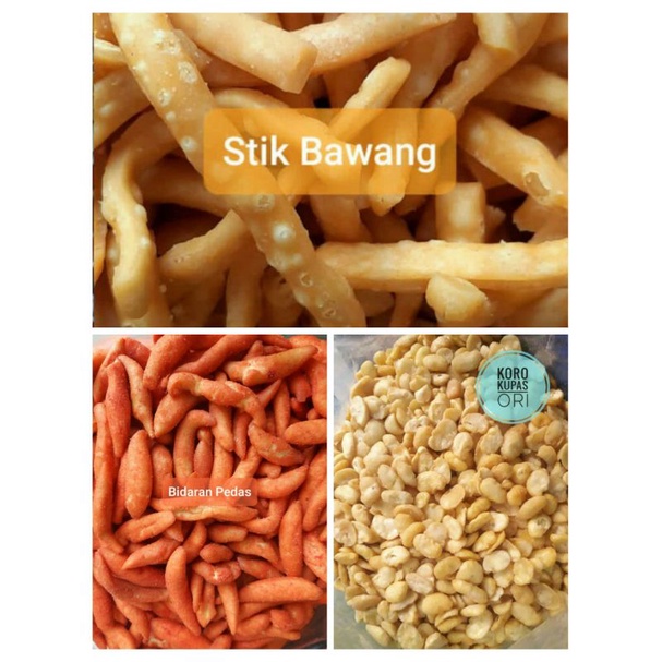 

Snack / Jajan serba 13rb Stik bawang, bidaran pedas dan koro kupas