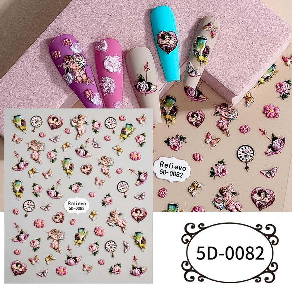 Mxbeauty Bunga Stiker Kuku Wanita Sweet Rose Flowers Valentine Day Nail Art Camellia Self Adhesive Nail Art Dekorasi