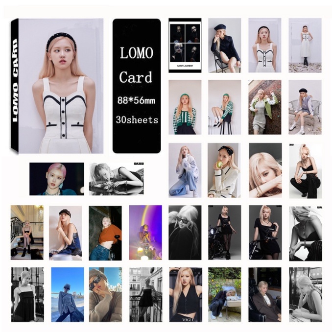 30pcs/box black pink photocards ROSE 2022 New Lomo card postcardJisoo Jennie Rose Lisa Blink BP