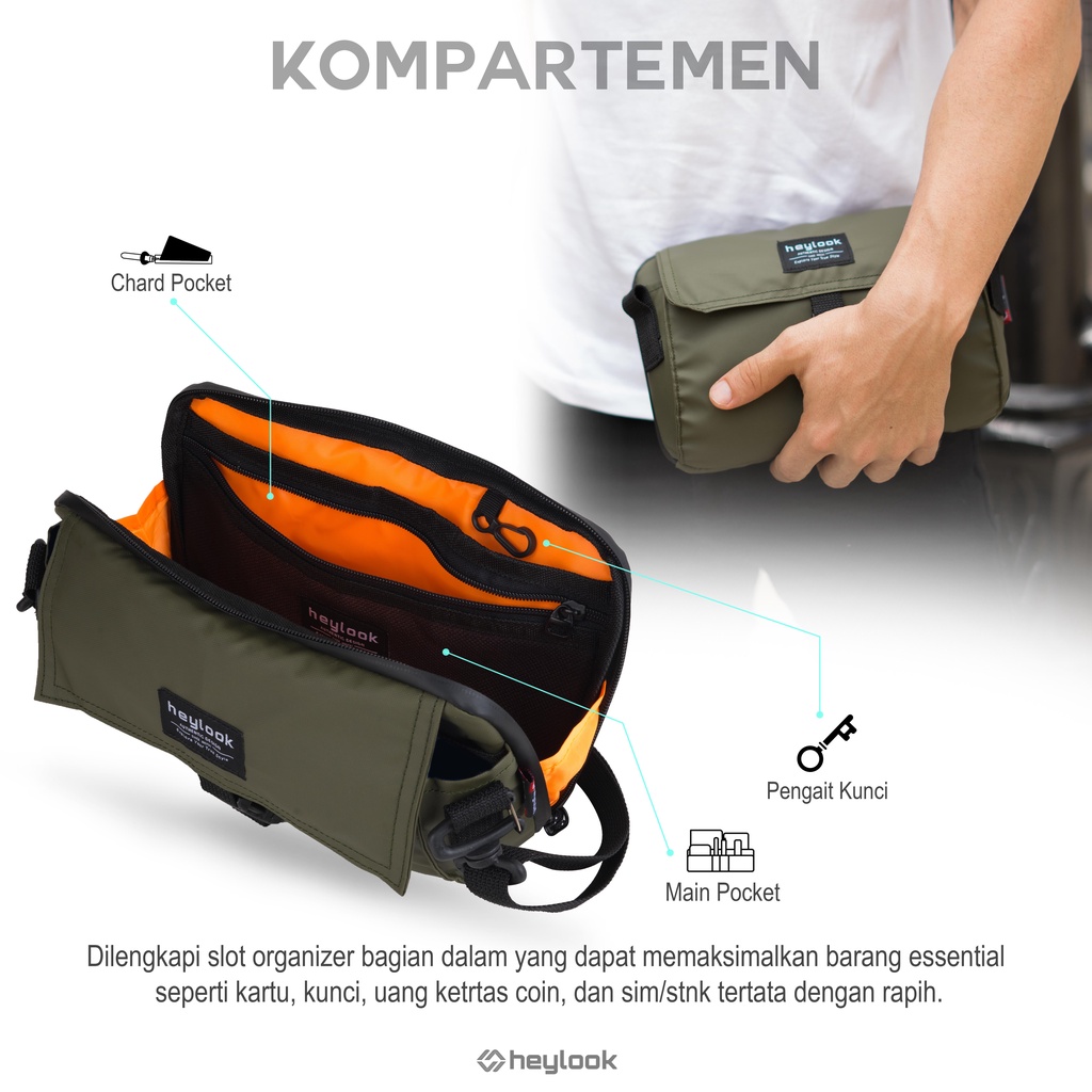 HEYLOOK Project - Tas Selempang Pria Sling Bag ROVER Pouch Bag Pria Anti Air Waist Bag Crossbody Pria Waterproof