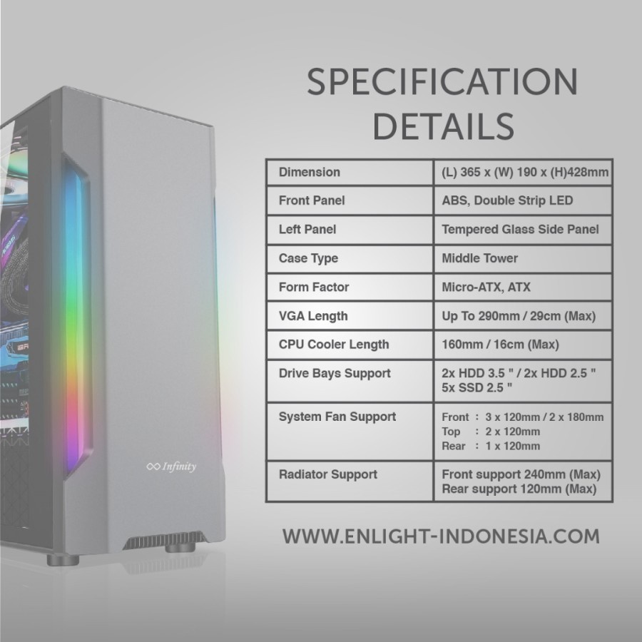 PC Case Gaming Infinity Flash V2 Include 1Fan RGB