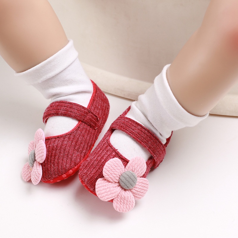 1234OS - Sepatu Prewalker Casual Anti Selip Aksen Bunga untuk Bayi Perempuan 0-12 Bulan.