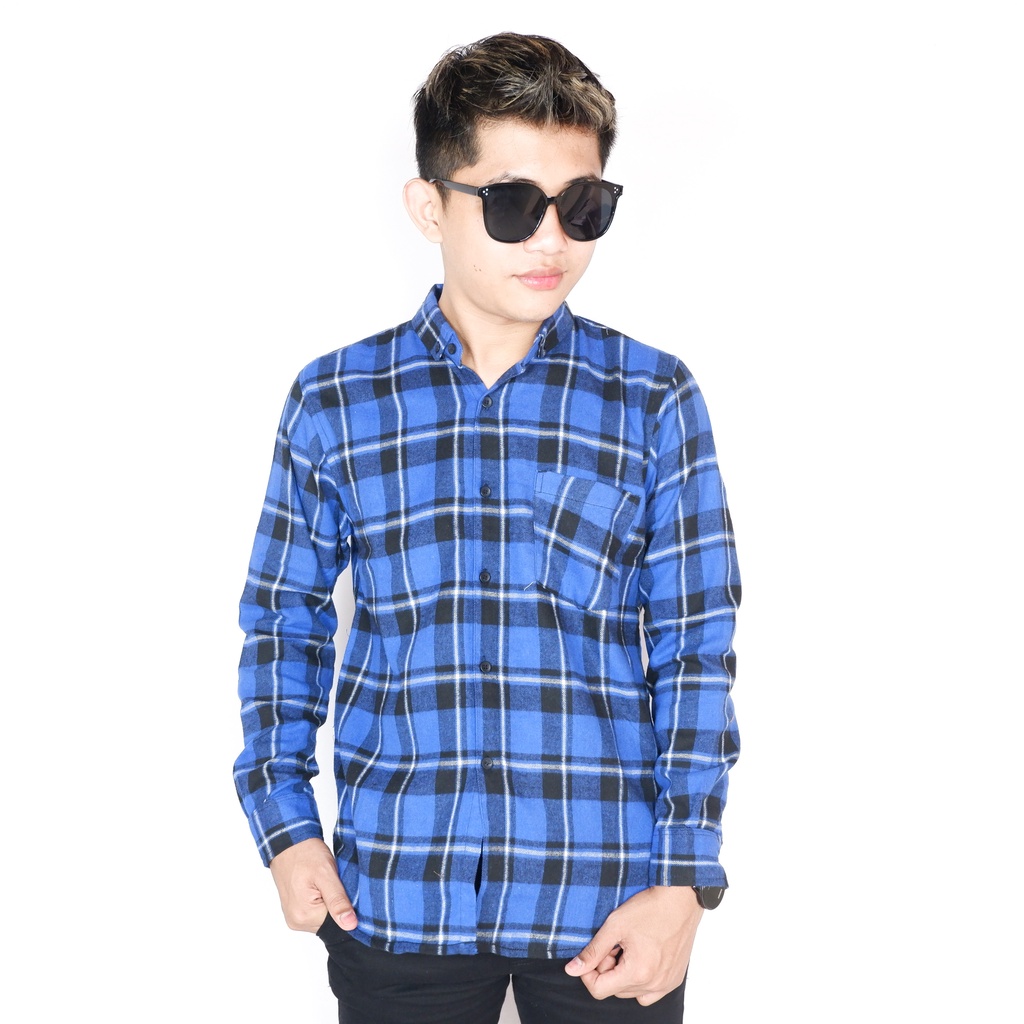 Kemeja Flannel Pria Lengan Panjang Kotak Kotak Premium Size M L XL XXL XXXL