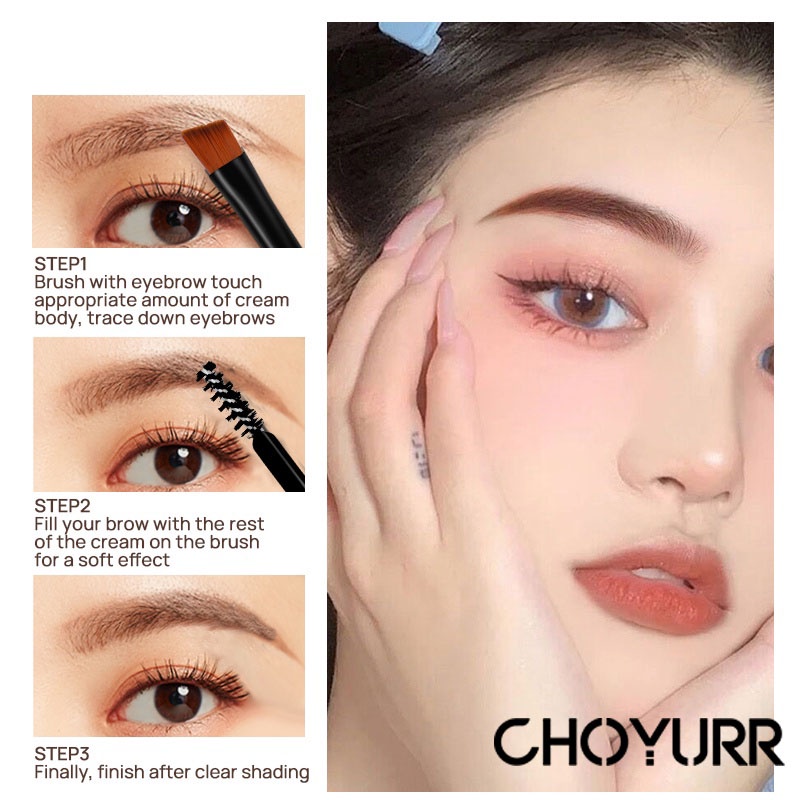 【COD】Eyebrow Cream + Eyebrow Pensil Double Head Brush Eyebrow Gel Alis Warna Waterproof Non-Smudge Alis Kosmetik Mata-CH