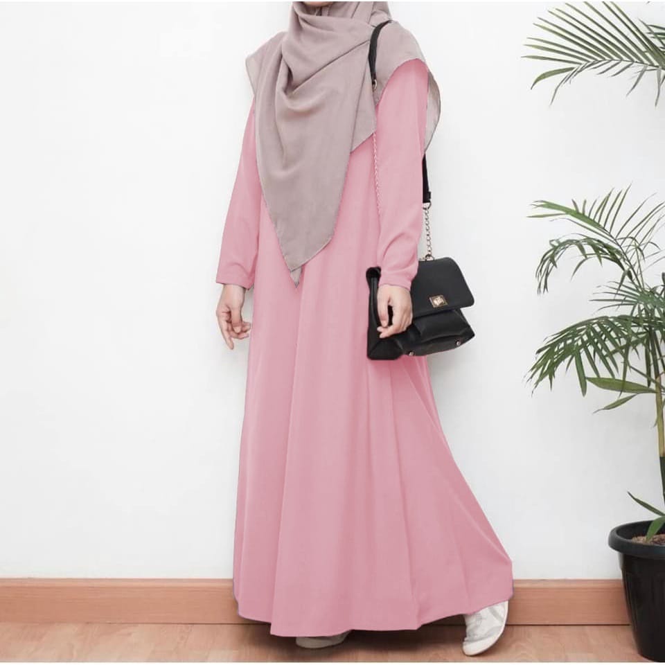 Gamis Polos Hitam Model Simple Terbaru Dress Remaja Dewasa Pakaian Muslim Wanita Baju Kuliah Baju Terusan Cewek Model Simple Baju Pengajian