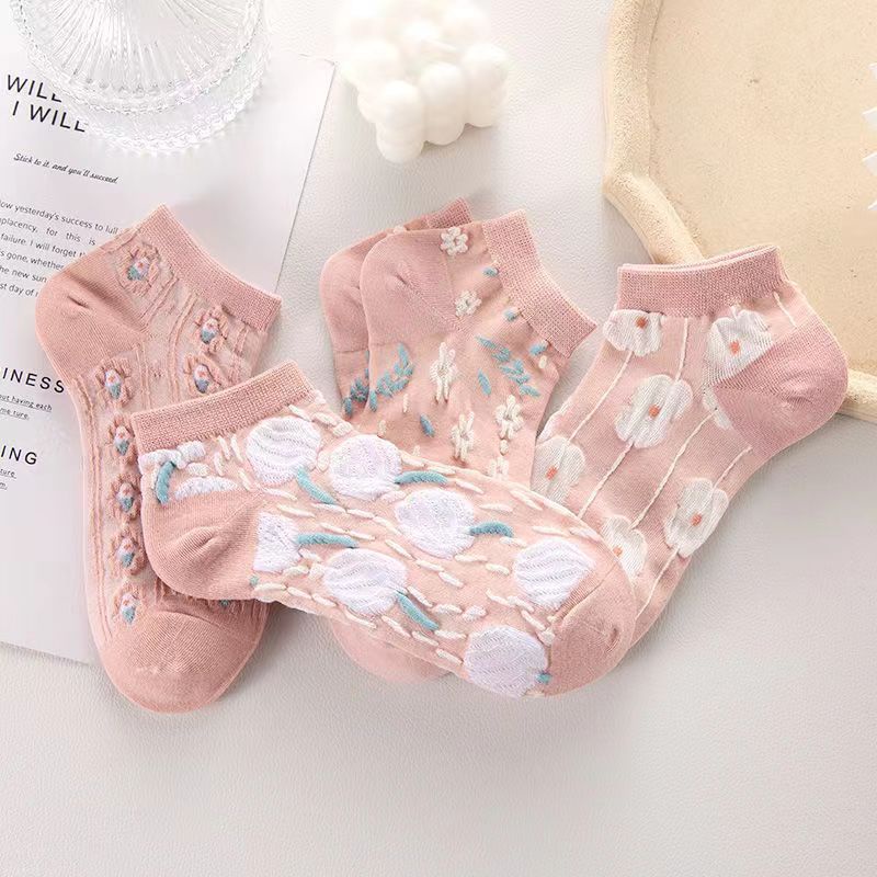 1234OS - Kaos Kaki Wanita Fashion Motif Flowy Dusty Edition. Kaos Kaki Wanita Dewasa. Kaoskaki Pendek Korea Sock Import.