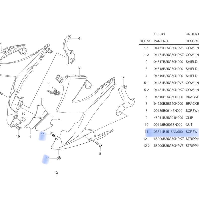 original baut + ring under cowling body bawah suzuki reider satria fu screw witch washer