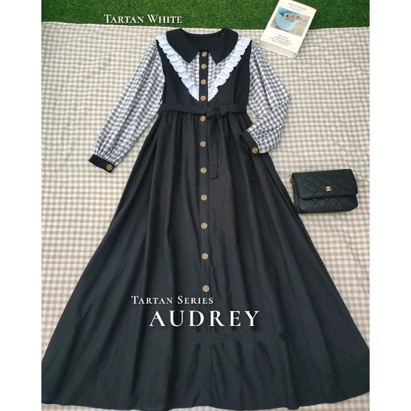 Baju Gamis Dress Anak Tanggung AUDREY VINTAGE Kekinian Modern Simple Elegan Mewah Korea Style Ootd M