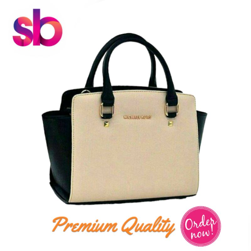 Cosiana Bag [Black + Cream] Tas Wanita Fashion Kerja Murah Cantik Casual Cewe Korea Cewek Kado Unik 