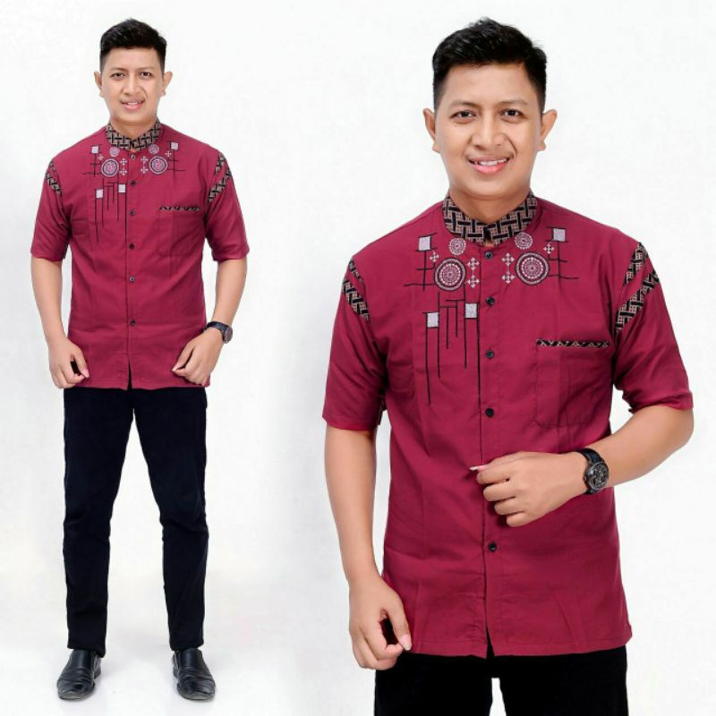 Baju Koko Pria Bordir Syubbanul Muslimin Koko Azzahir Koko Kurta Lengan Pendek