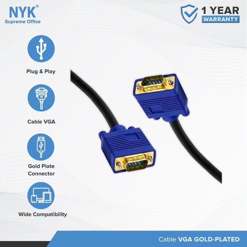 Kabel VGA Gold Plated Merk NYK Kualitas Bagus Varian 10M 15M