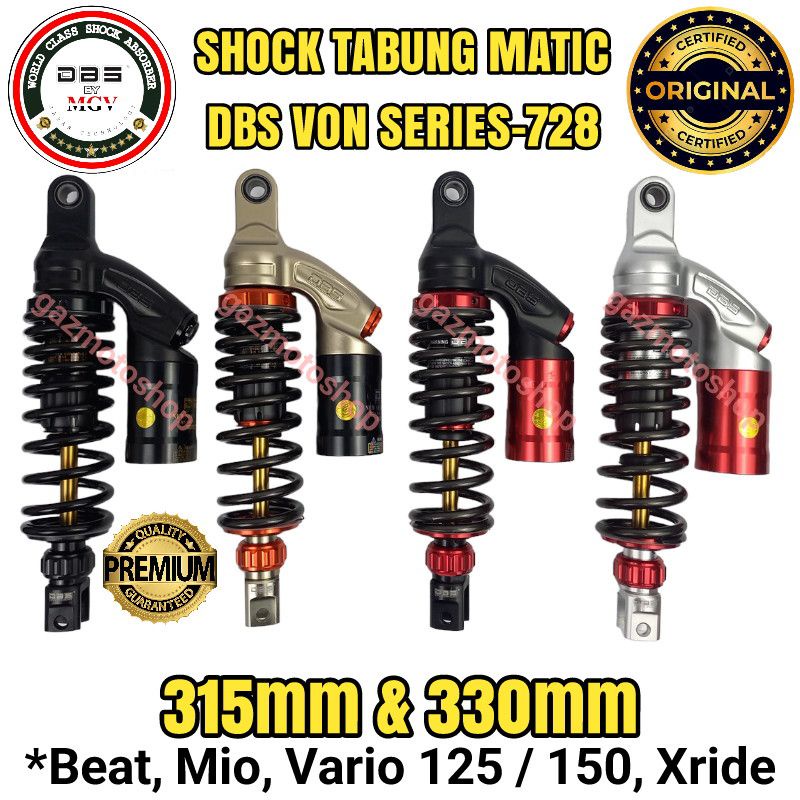 Shock Tabung DBS 728 GP SERIES VON SERIES Copy KITACO Mio Fino Soul GT 125 Xeon Mio M3 BEAT SCOOPY GENIO VARIO 125 / 150 / 160