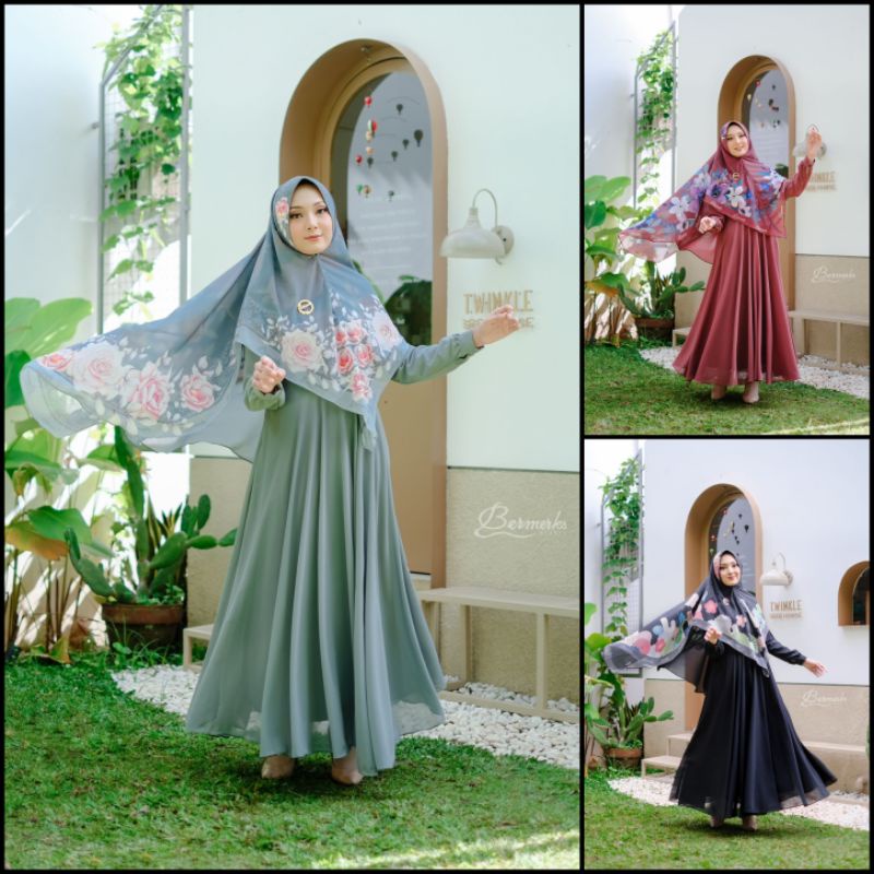 GAMIS SYARI MUSLIM FULL CERUTY BERMERKS