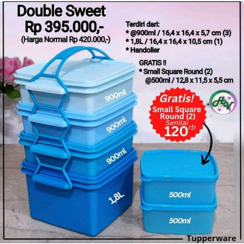 rantang kotak tupperware / rantang double sweet tupperware / tupperware rantang bulat / rantang kota