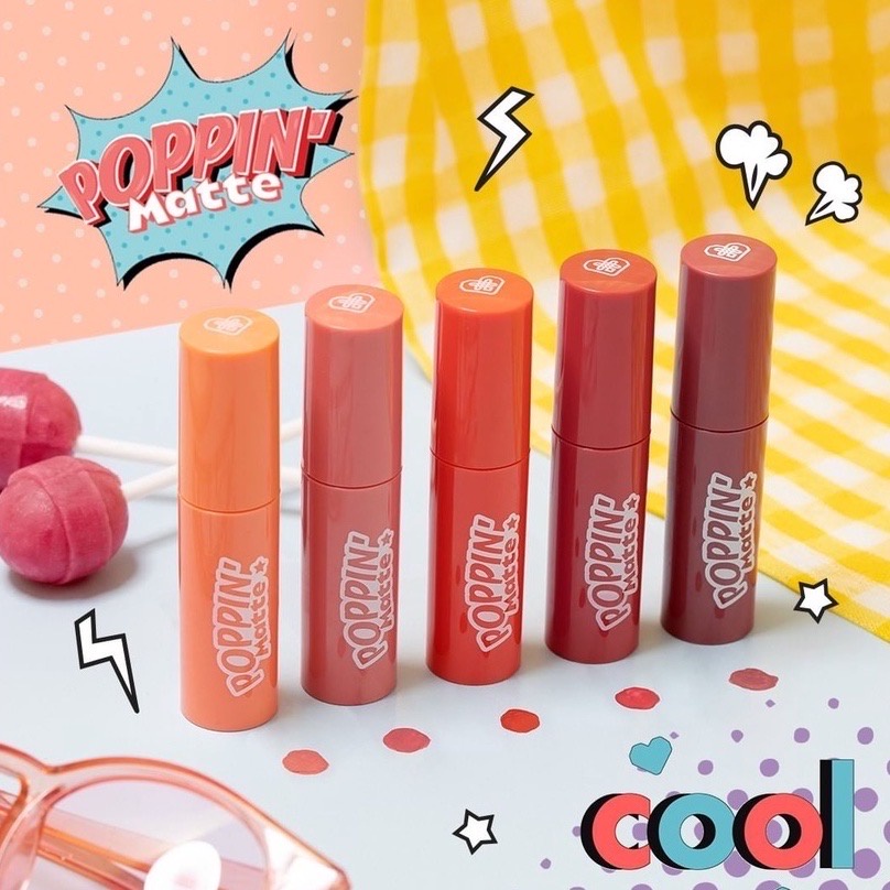 EMINA Poppin Matte The 90’s Edition Indonesia / Lip Matte 4.5g / Transferproof Long Lasting Non Sticky Light Weight Creamy / Ringan Tidak Lengket Tahan Lama Melembabkan / Lipstick Lipstik Gincu LipCream Cream Bibir  90s Cosmetic Makeup Lips Make Up Series