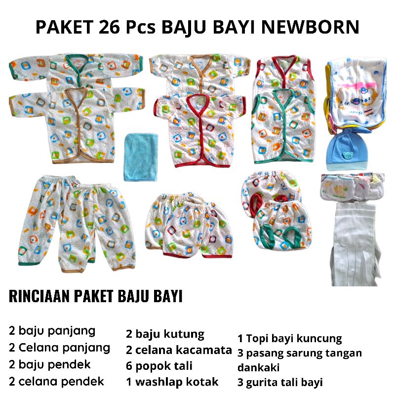 PAKET BAJU BAYI NEWBORN/BAJU BAYI NEWBORN 26 PCS