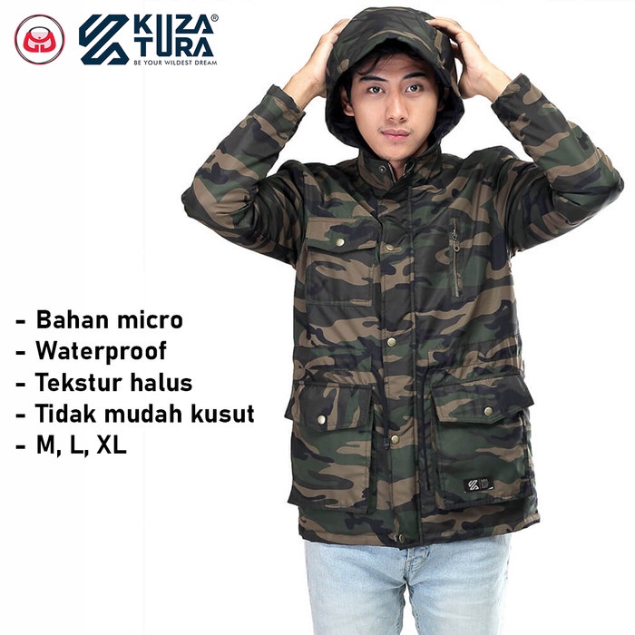 jaket pria Jaket Parka Pria Army Loreng Jaket Motor Cowok Waterproof Anti Air - M(K2U6) Jaket Pria K