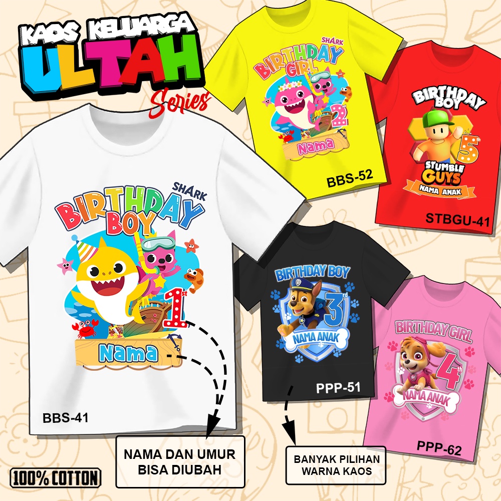 Kaos Ulang Tahun Anak Kaos Ultah Baju Keluarga CUSTOM Ultah Image 3