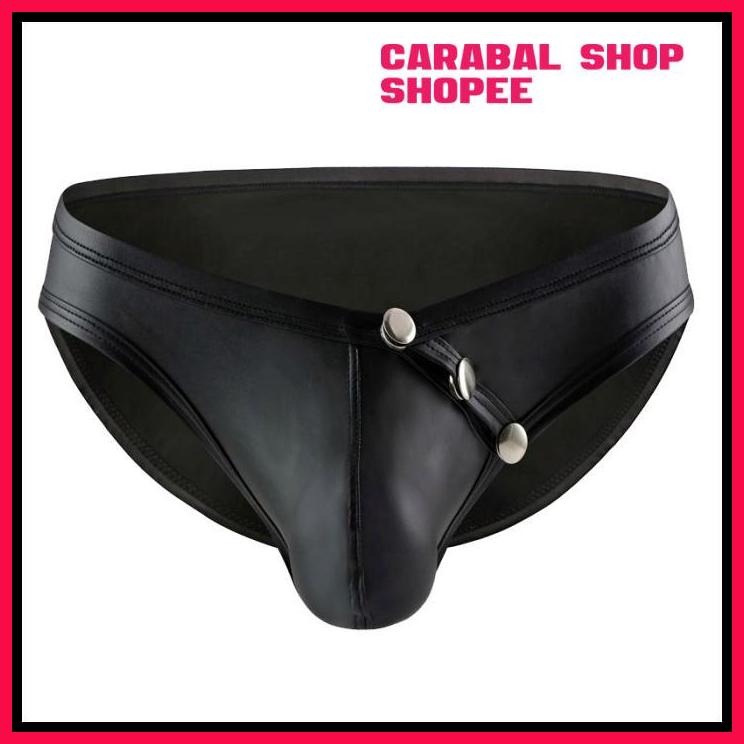 CELANA DALAM PRIA KULIT BLACK FAUX LEATHER MEN BRIEF CELANA DALAM SEGITIGA PRIA HITAM A431 BEST QUAL