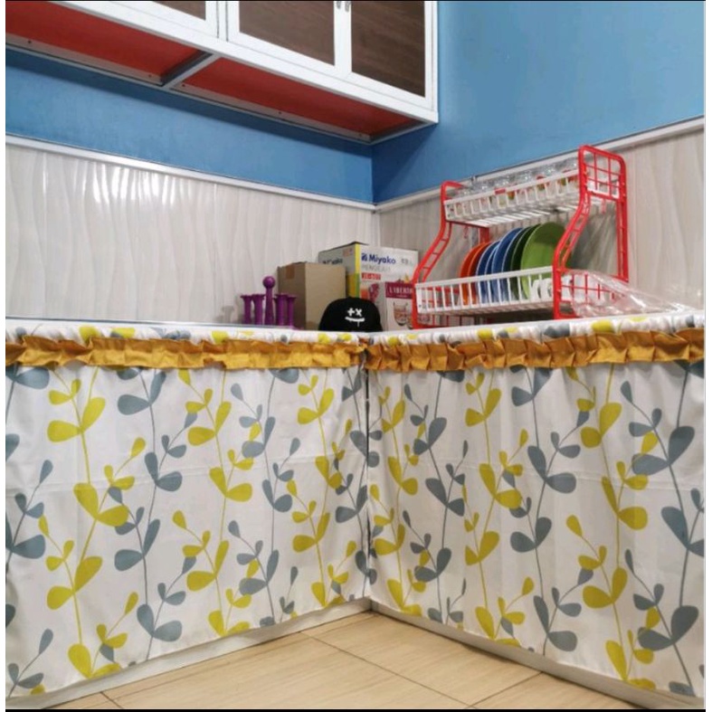 gorden kolong dapur motif minimalis/gorden kolong dapur motif kotak