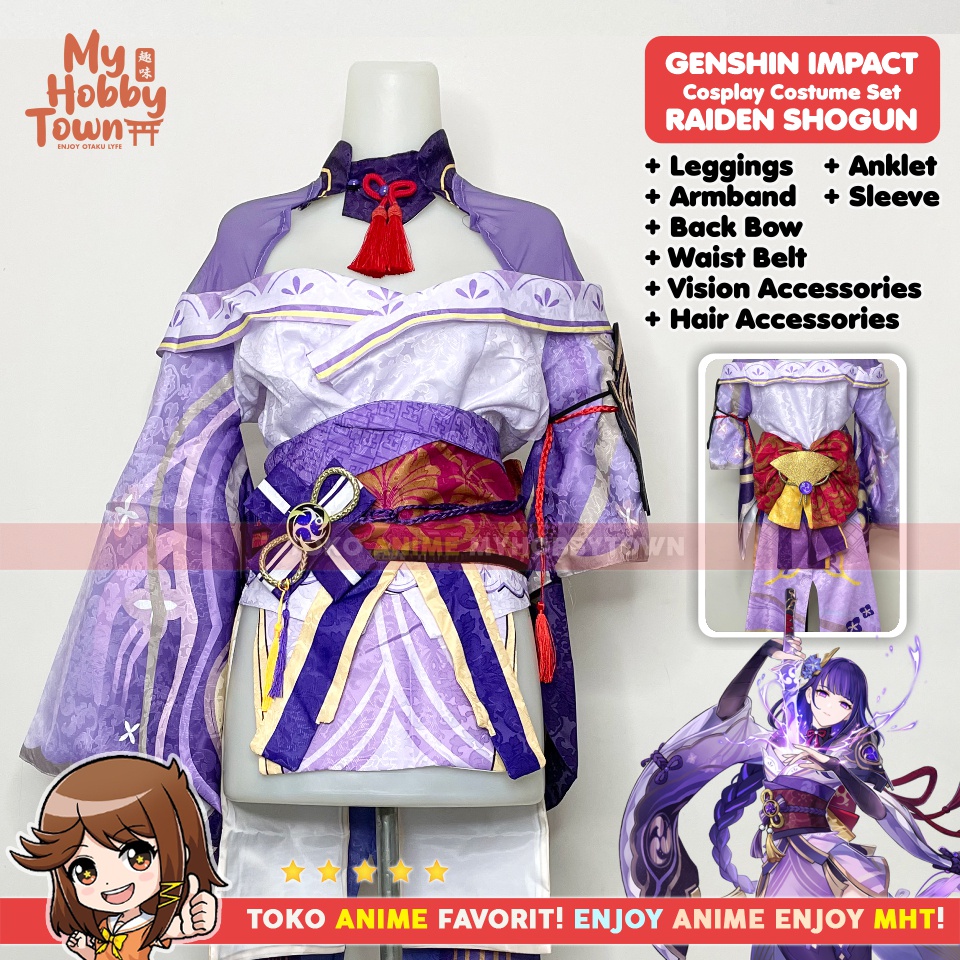 Kostum Cosplay Anime Game Genshin Impact Raiden Shogun Baal