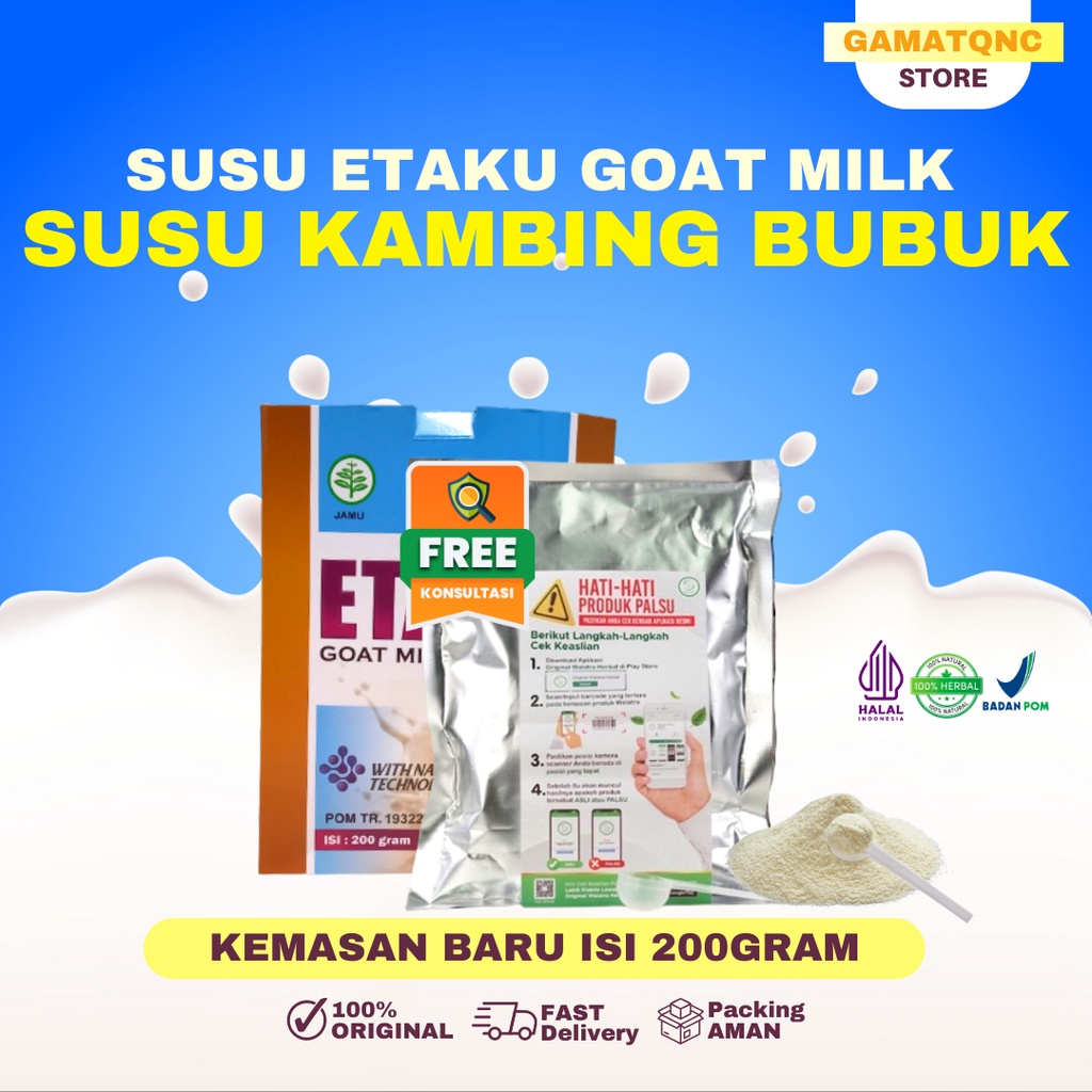 

ETAKU GOTMILK Susu Kambing Etawa Bubuk Murni ORIGINAL 1 Box Isi 200gram