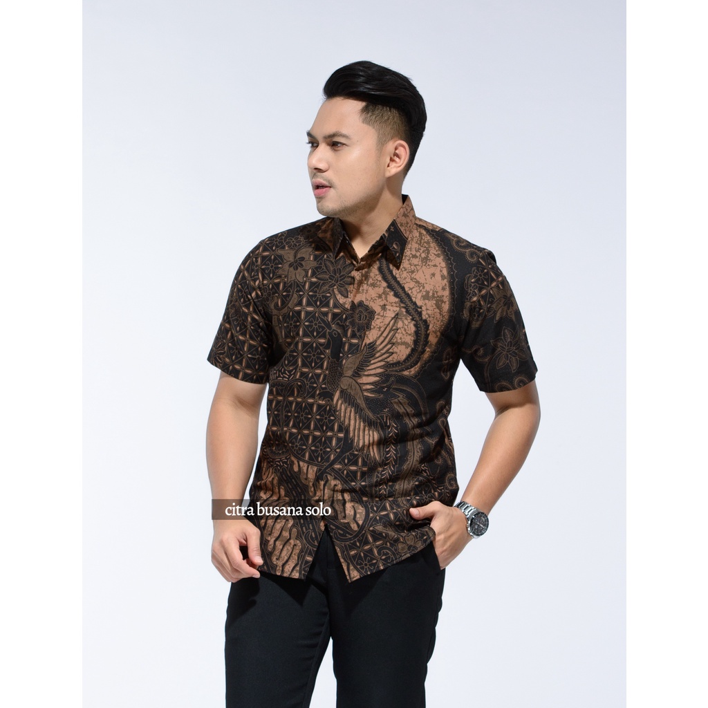 TANJUNG SLIMFIT PENDEK Kemeja Batik Pria Full Furing Bahan Katun Primisima