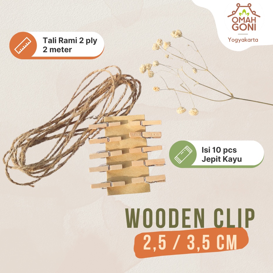 Jual Wooden Clip Mungil Pcs Tali Goni Meter Jepitan Kayu Jepitan Foto Polaroid