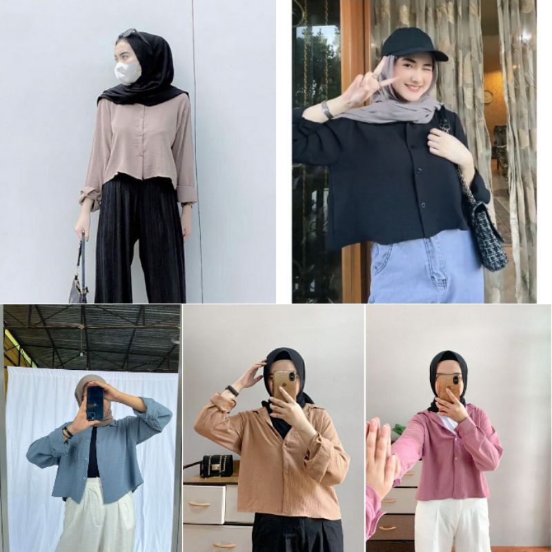 KEMEJA CROP CRINKLE AIRFLOW