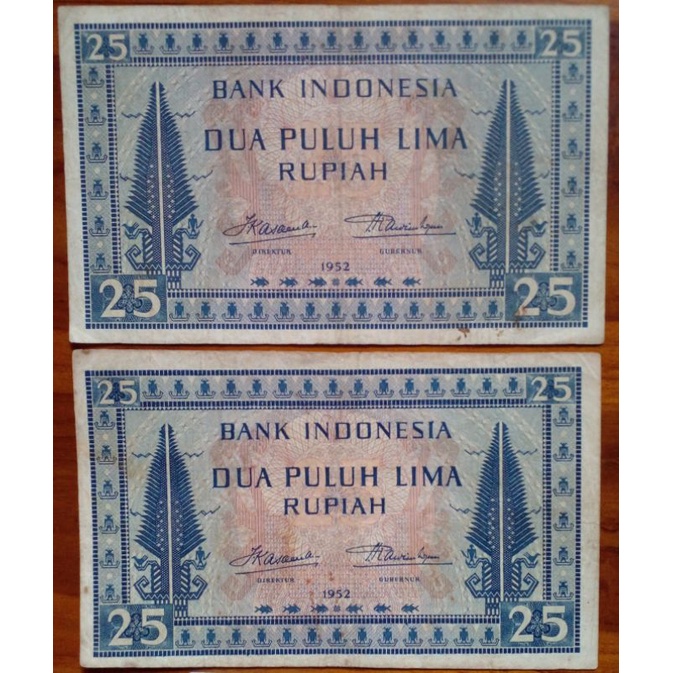 2 Uang 25 Rupiah Seri Budaya tahun1952 Xf