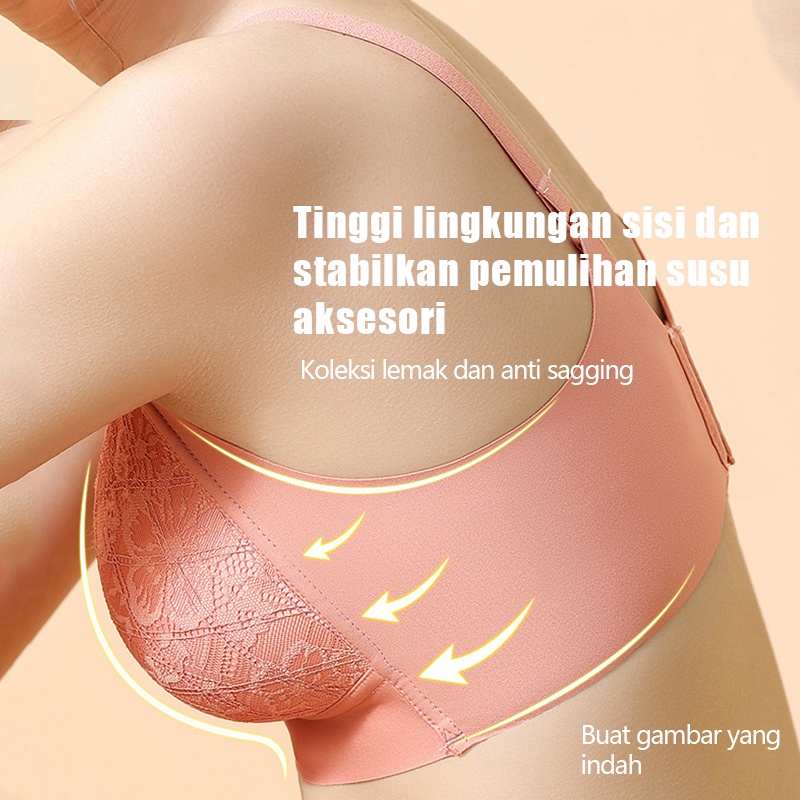 Bra Bh menyusui Depan Gesper Perawatan Pakaian Nirkabel Renda Payudara Holding Anti-Sagging Nursing Bra B1042