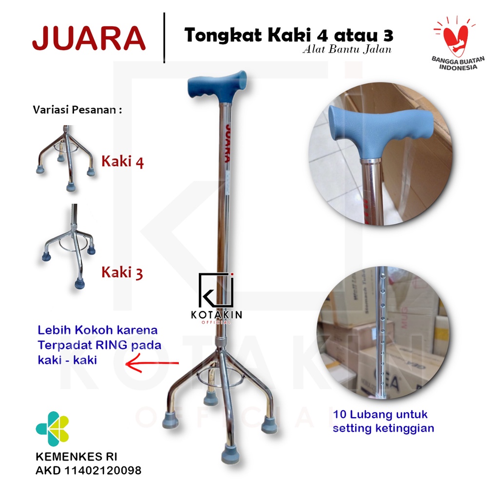 Tongkat Kaki 4 atau 3 merk JUARA / Alat Penopang Jalan