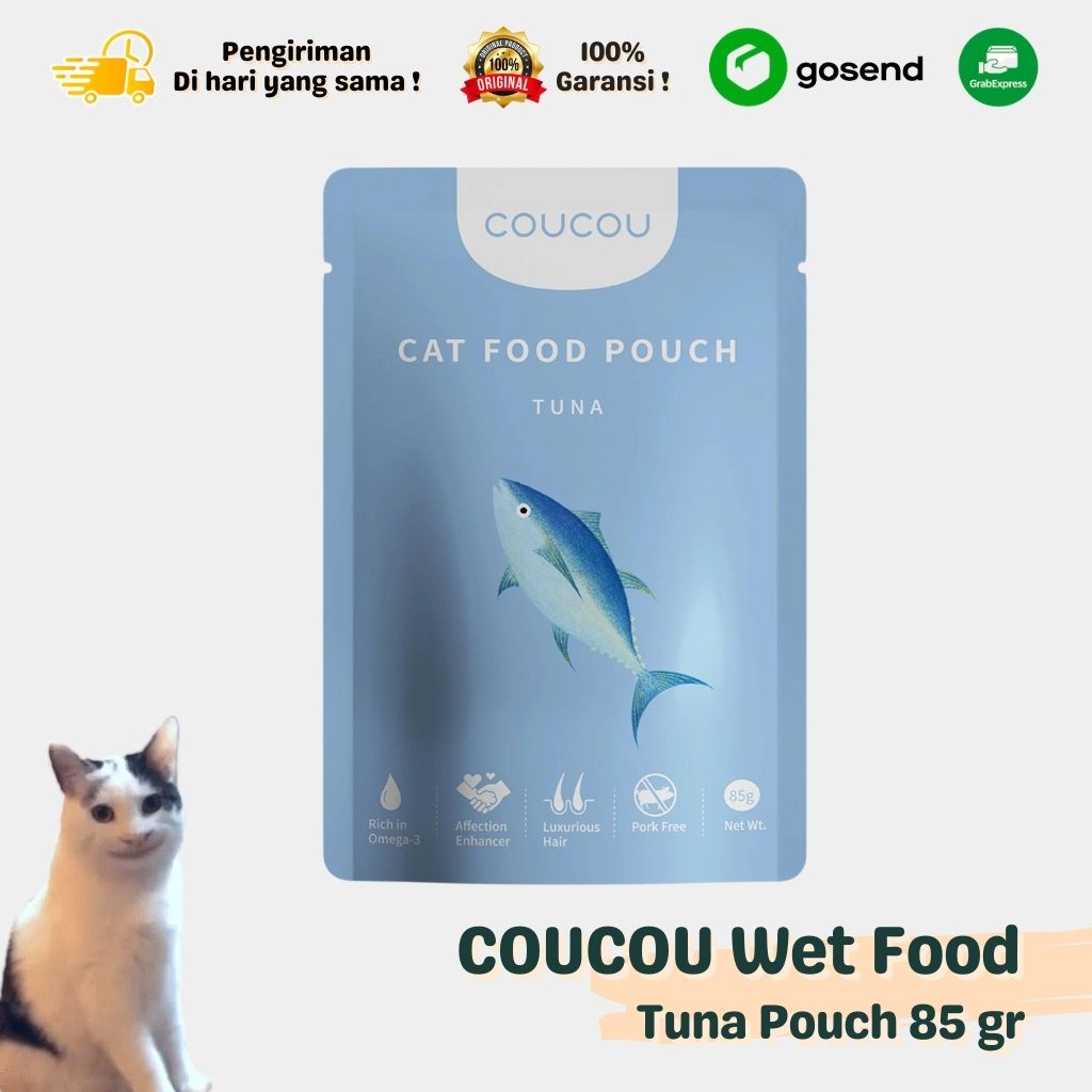 COUCOU Wet Cat Food Pouch All Life Stages Rasa TUNA Makanan Basah Kucing 85 gr