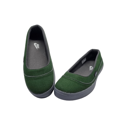 SEPATU FLAT WANITA SLIP ON 05 HIJAU ABU. SEPATU SANTAI. SEPATU KERJA. SEPATU HIJABERS