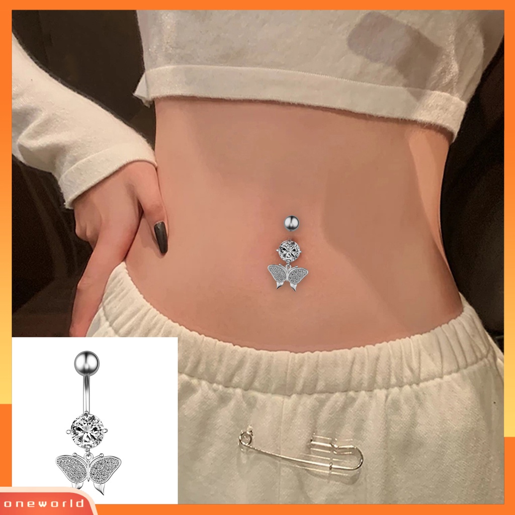 [oneworld] Belly Button Nail Charming Praktis Desain Busur Tinggi Dipoles Permukaan Halus Tindik Pusar Kuku Tubuh Perhiasan